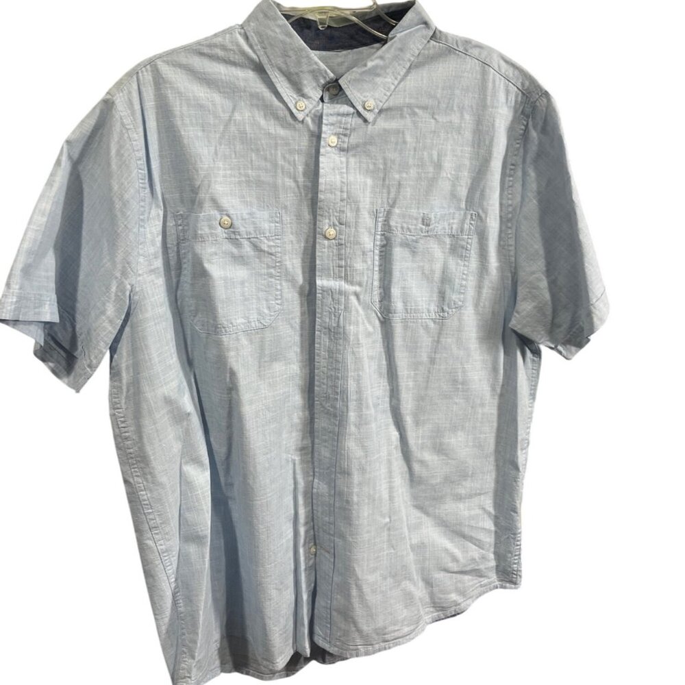 Tricots St. Raphael Mens XL Light Blue Short Sleeve Button-Down Cotton Shirt 7P